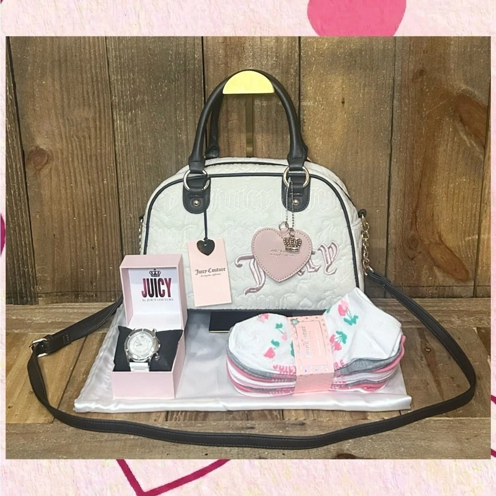 Juicy Couture White and Black Satchel